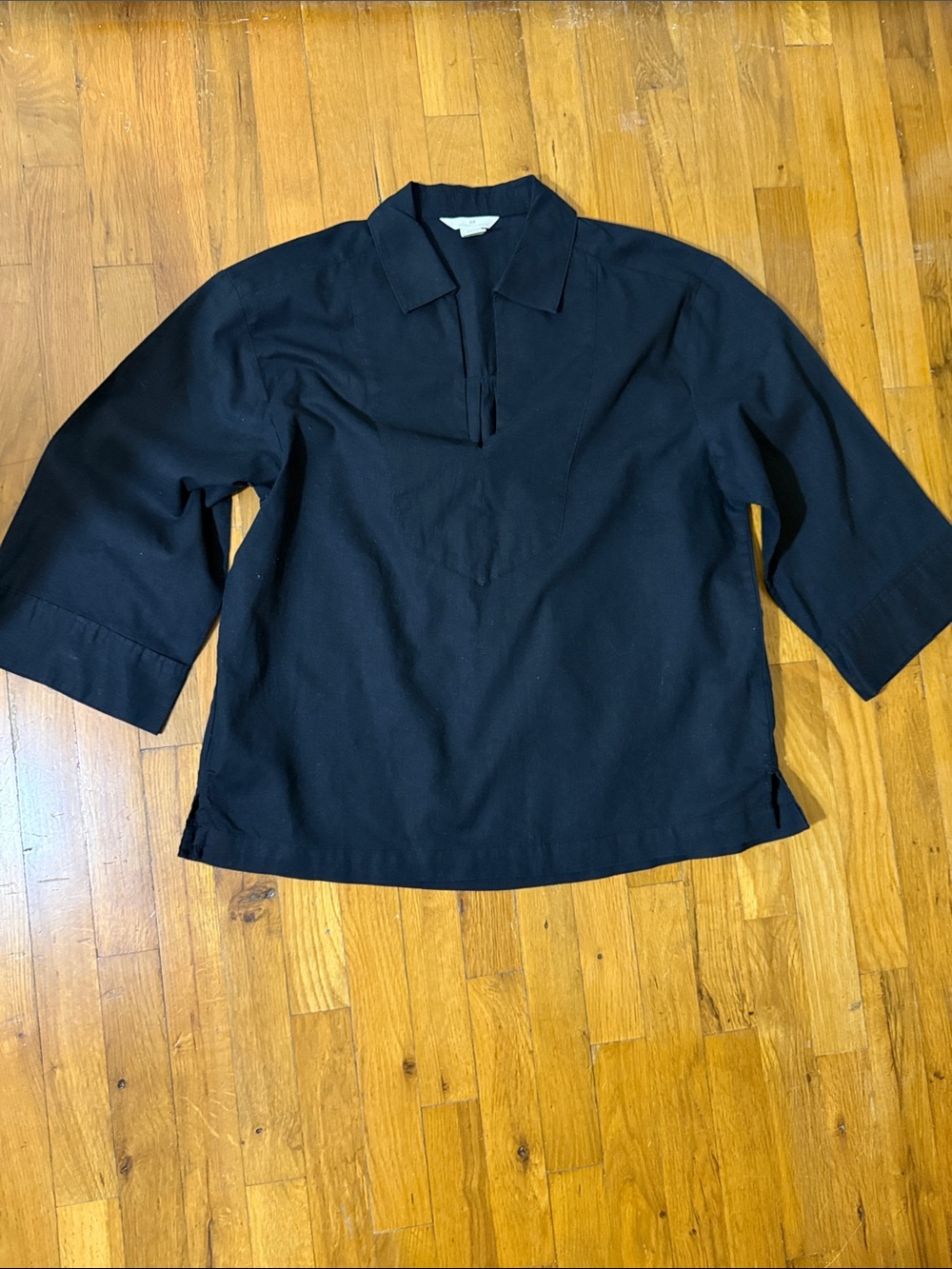 Black Split-Neck Pullover Top